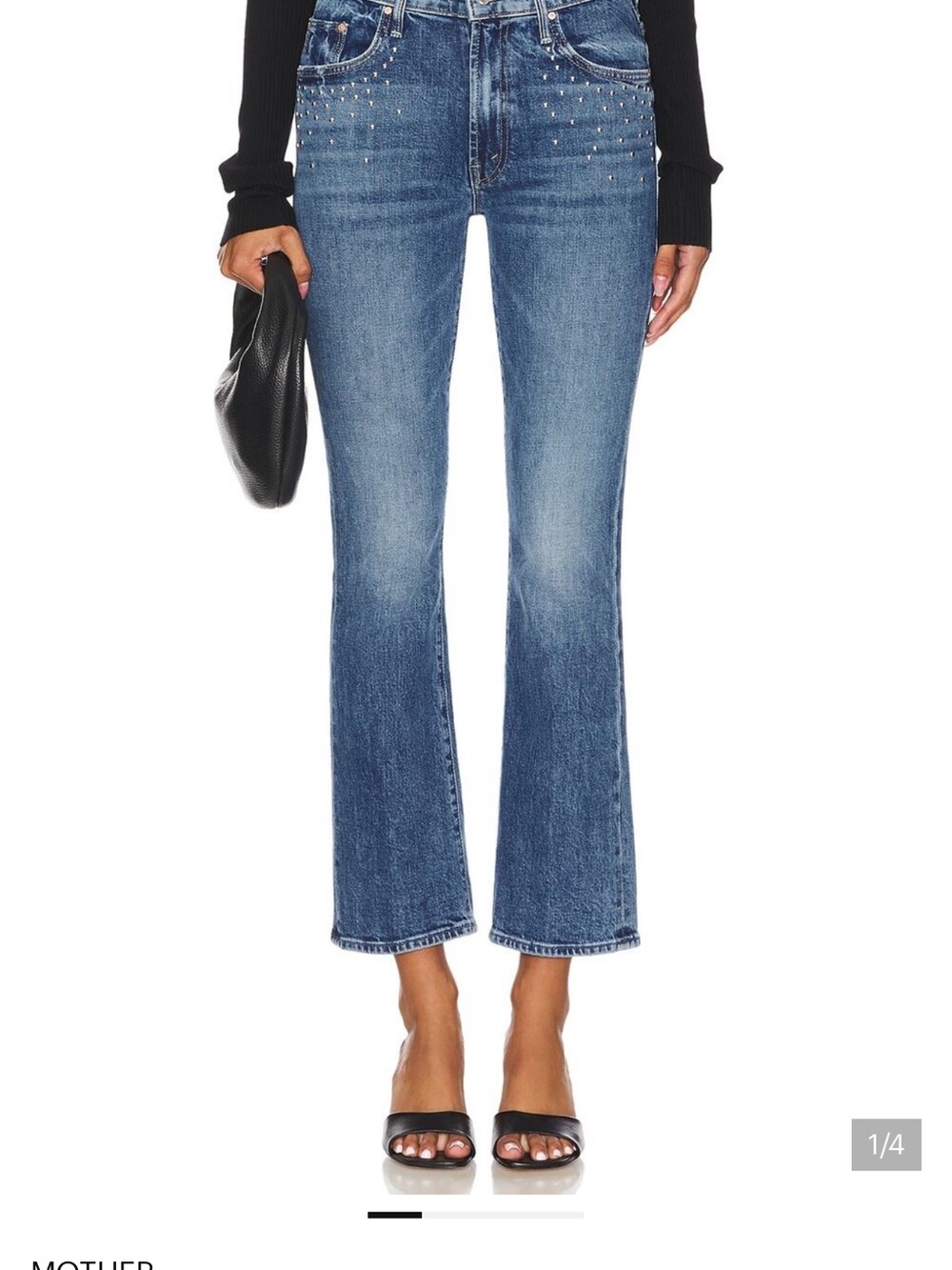 MOTHER Insider Flood jeans Studded Crop in metal magic
